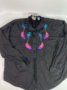 Vintage 1993 Tolman Embroidered Southwestern Western Button Down Shirt Size M